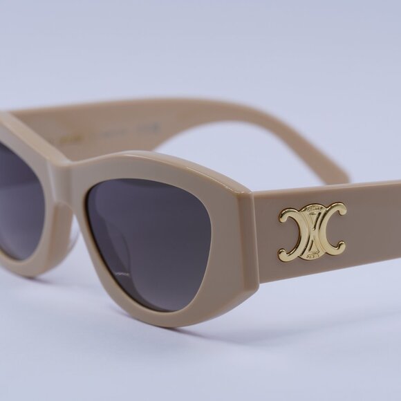 Celine CL40308U 57B TRIOMPHE Sunglasses Beige Cat Eye Frame, Grey Lenses - Picture 5 of 13